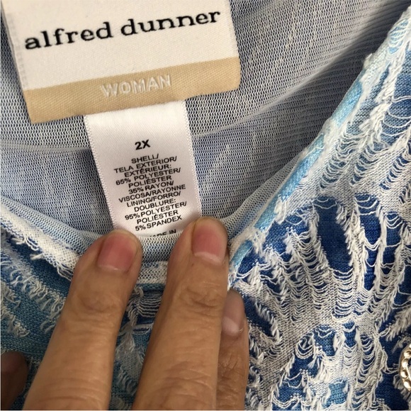 ALFRED DUNNER WOMEN'S TUNIC PLUS SIZE 2X BLUE/WHITE SEASHELL NEPTUNE BEACH PS280 - Picture 6 of 8